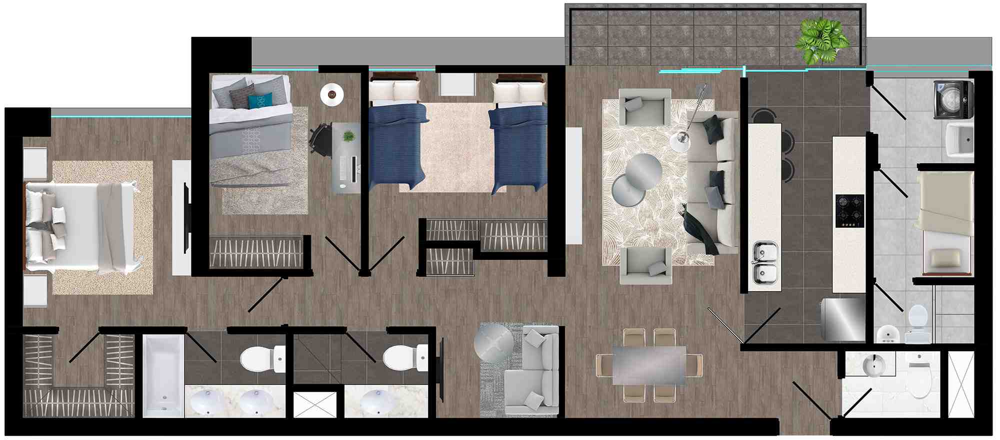 plano 3 dormitorios 114m2 muv arquimia 2